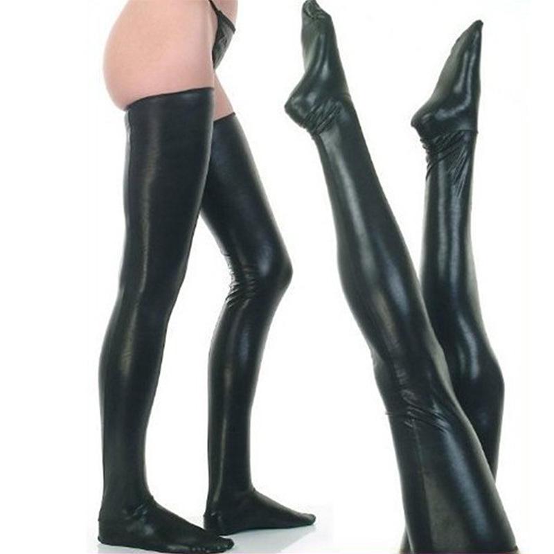 Sexy Leather Lingerie: High Stockings & Performance Stage Outfit (9024)