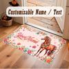 Horse Theme Soft Crystal Velvet Rug Custom Name & Text Print Non Slip Floor Rug for Bedroom Living Room