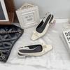 Spring and Summer New 2025 French Square Head Bow Empty Single Shoes High Sense Outer Wear Thick Heel Temperament Sandals Women