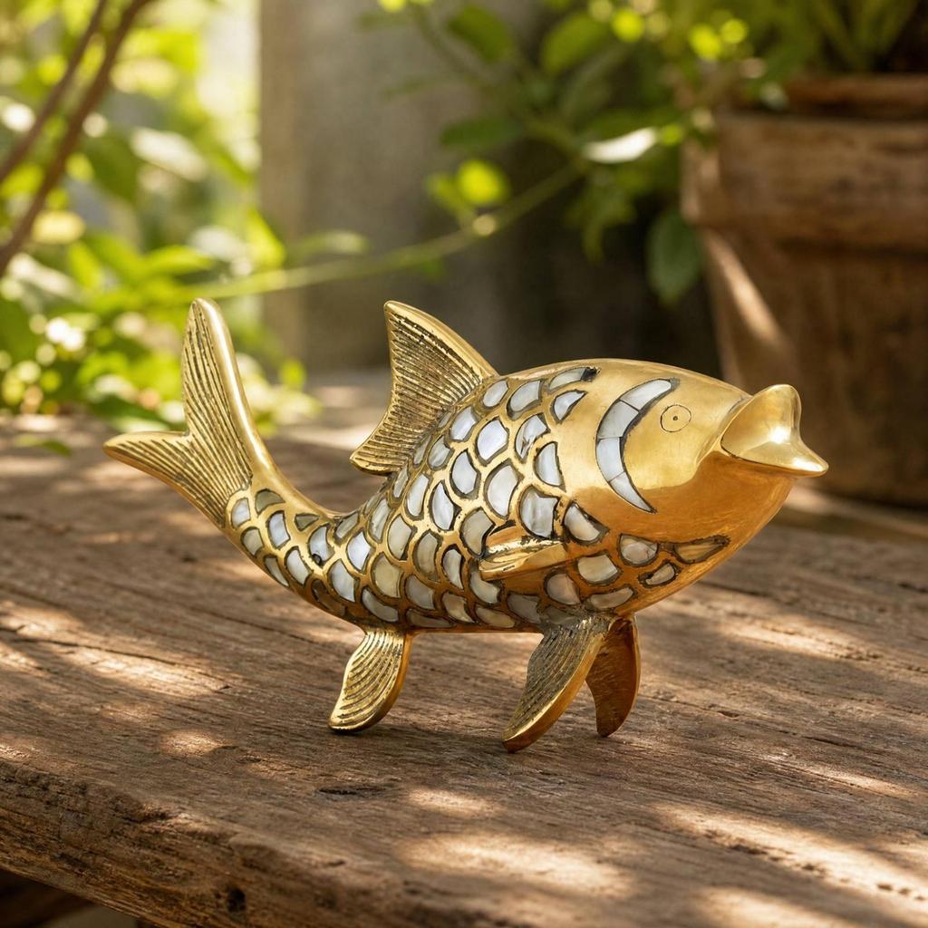 Ocean-Themed Statuette Figurine with Silver Scale Accents Sturdy for Office Desk