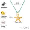 Fashion Stainless Steel Starfish Pendant Blue Woven Rope Chain Necklace for Women, 18K Gold Plated Waterproof Charm Jewelry Gift