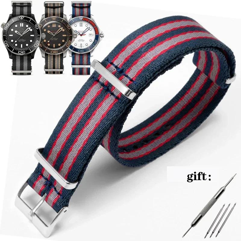 

Nylon Watch Strap for Omega 007 for Seamaster 300 20mm Canvas Watchband for Rolex Military Sport Bracelet for Tudor Wristband 20mm
