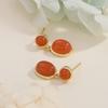 S925 sterling silver earrings for women, with natural ruby inlay and a minimalist design that is niche, high-end, and atmospheric