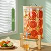 ZISIZ Heat-Resistant Glass Beverage Dispenser with Stainless Steel Spigot and Bamboo Stand