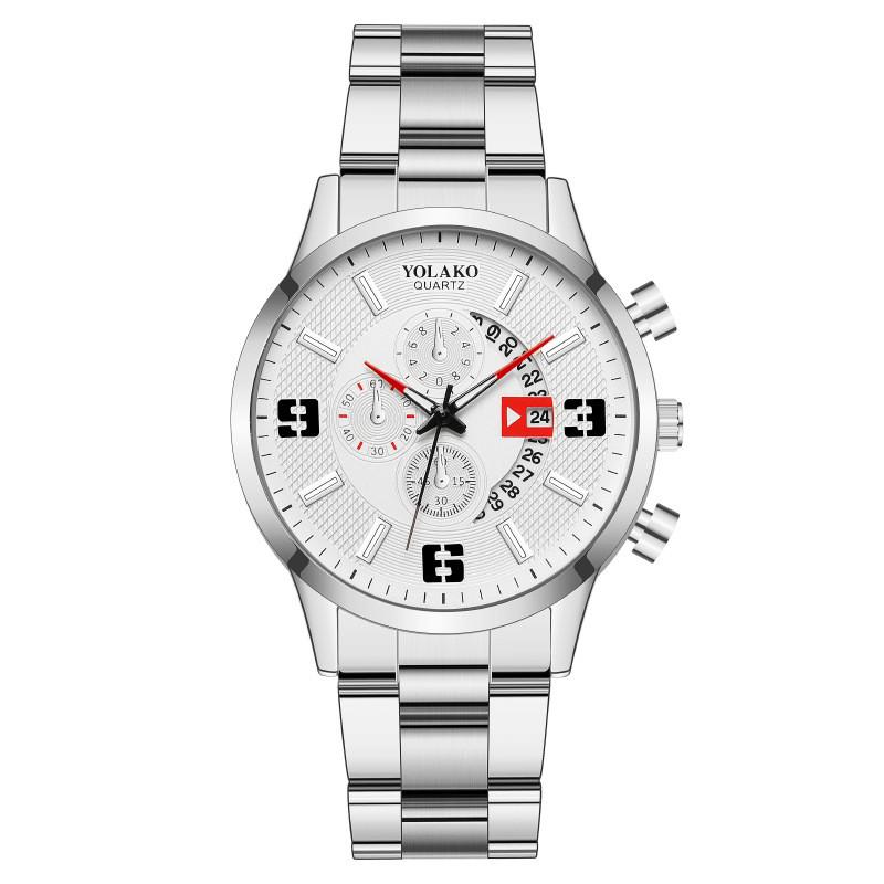 

Fashion Mens Quartz Steel Watch With 24h Indicator For Business And Casual Wear Silver