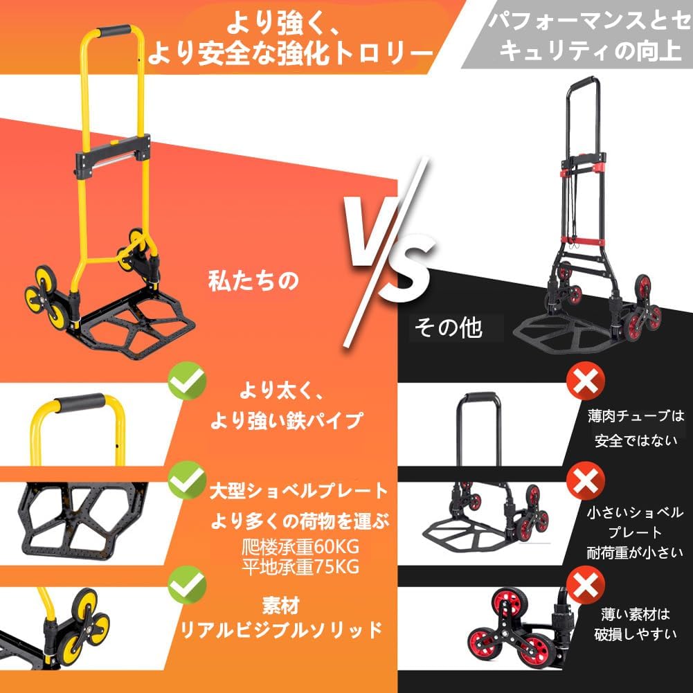 JZOOOZ Latest Hand Carry Stair Trolley Folding Hand Truck with Adjustable and Compact Design for Carrying Luggage In Emergency and Outdoor Activities