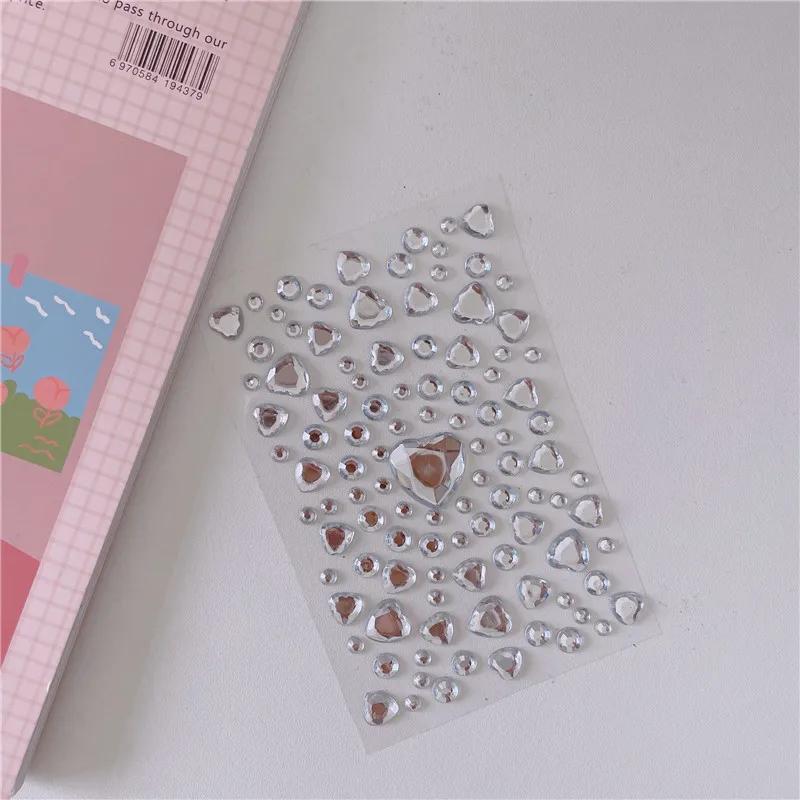 1 Sheet 3D Heart Shape Sticker Acrylic Crystal Children's Stickers Simulation Diamond Pearl Photo Album Decoration Stickers