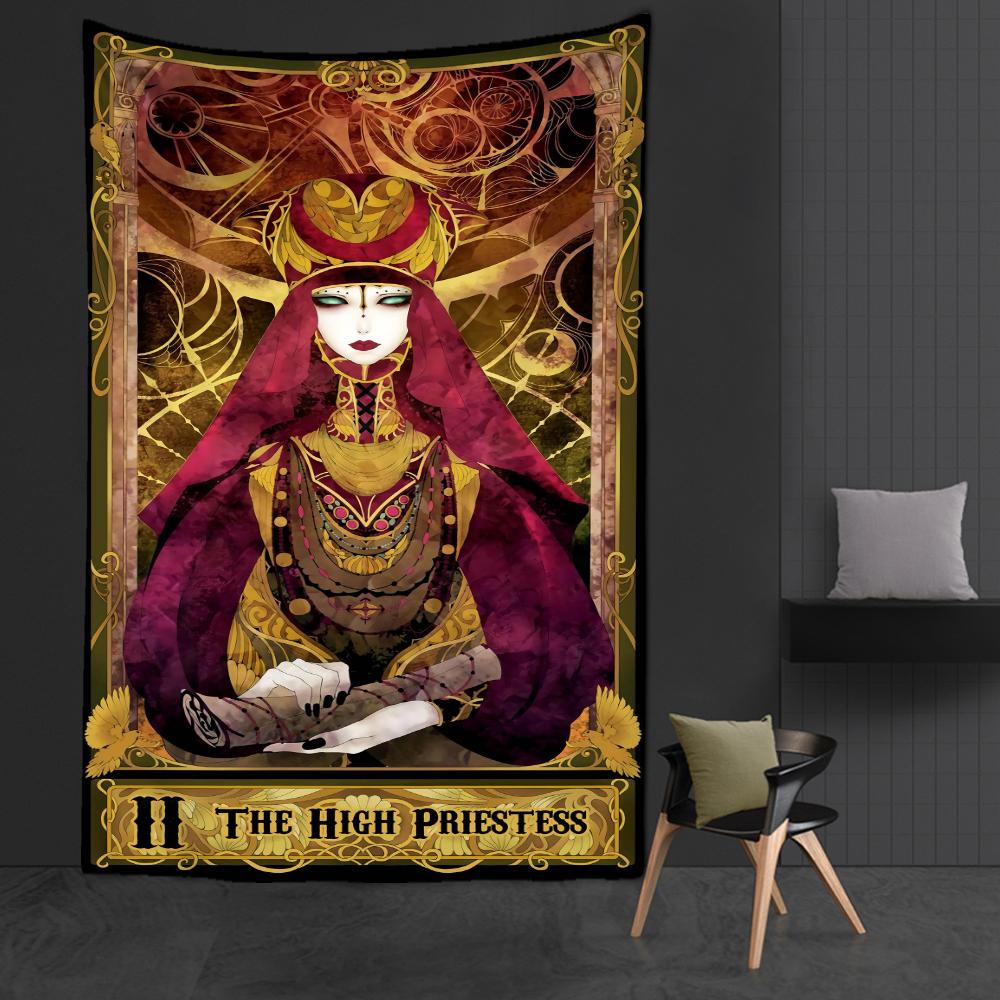 Human Face Tarot Tapestry Wall Hanging Witchcraft Hippie Psychedelic Bohemian Mysterious Mattress Home Art Room Decor