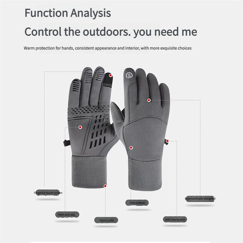 Men's and Women's Outdoor Hiking Skiing Anti-Slip Touchscreen Windproof Waterproof Fleece-Lined Warm Gloves