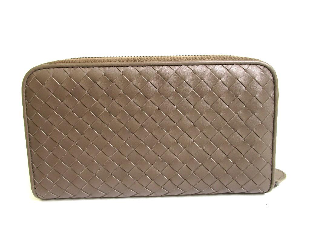 Authentic BOTTEGA VENETA Intrecciato Beige brown Leather Round Zip Wallet Purse #a950  Refurbished