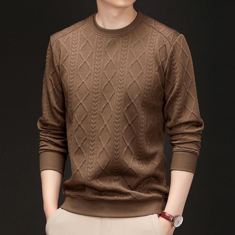 

Spring and Autumn Men s Sweater Premium Sense Long Sleeve Jacquard Bottom Shirt 4XL