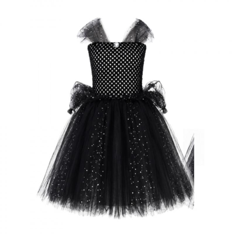 Children's Little Swan Performance Princess Dress Black Mesh Dress Children's Piano Performance Evening Dress