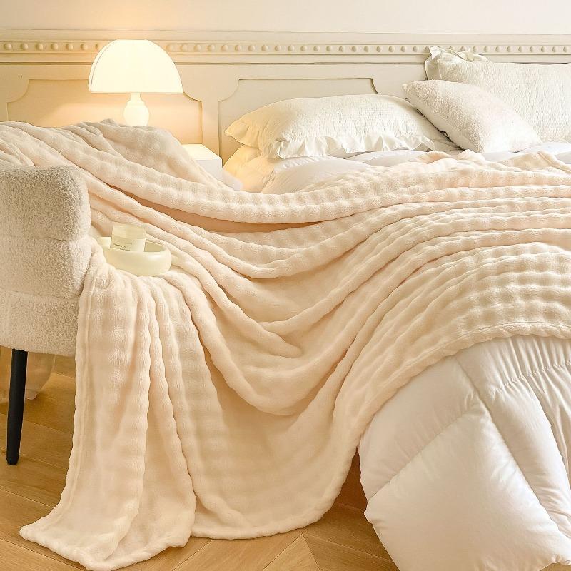 Solid Color Imitation Rabbit Plush Milk Plush Thickened Thermal Leisure Home Blanket Office Nap Blanket Double Sided Blankets Outdoor Camping Shawl