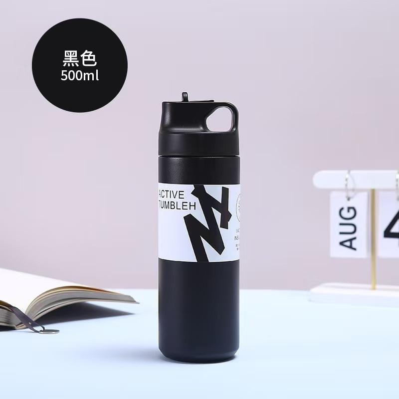 New Design Japanese Style Travel Tumbler Thermos Mug 500ML Steel Double Wall Coffee Vacuum Flask Straw