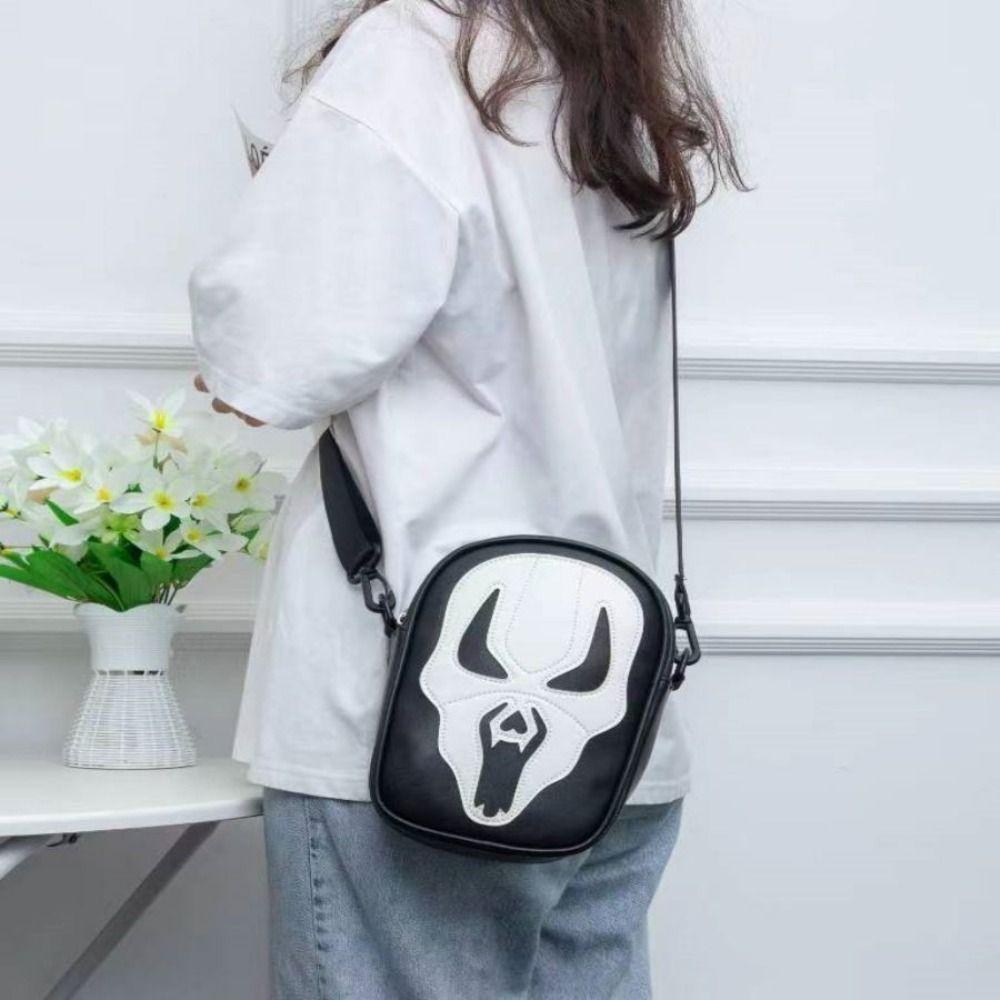 Square Halloween Skull Crossbody Bag Waterproof Halloween Ghost Skull Coin Purse Bag Men