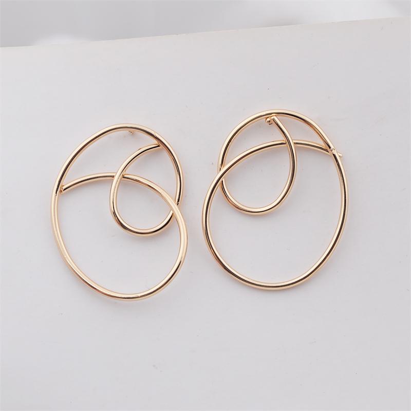 Geometryczne Kolczyki Sztyfty Abstrakcyjne Okrągłe Nieregularne Złote dla Kobiet Puste Akcesorium Biżuteryjne