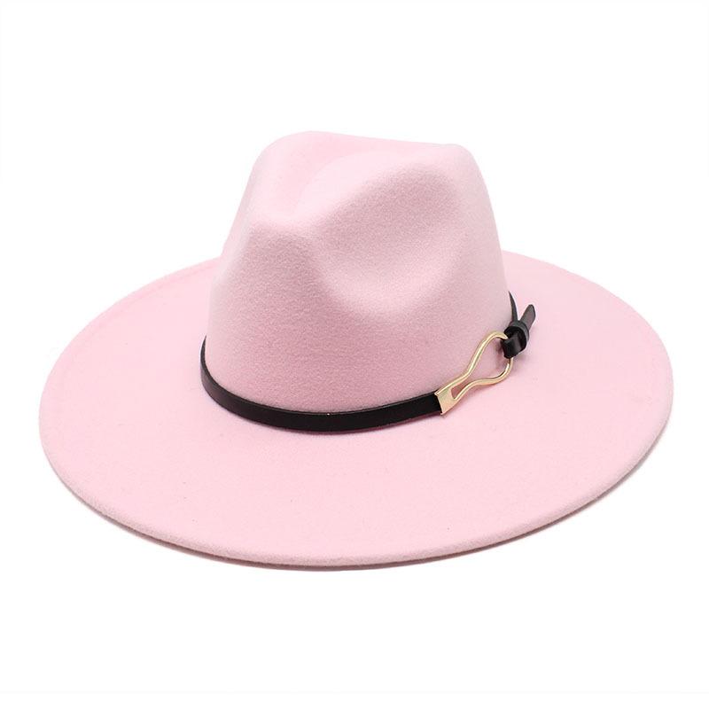 Big Eaves Peach Heart Bump Top Woolen Metal Buckle Top Hat Men'S And Women'S Jazz Hat British Felt Hat