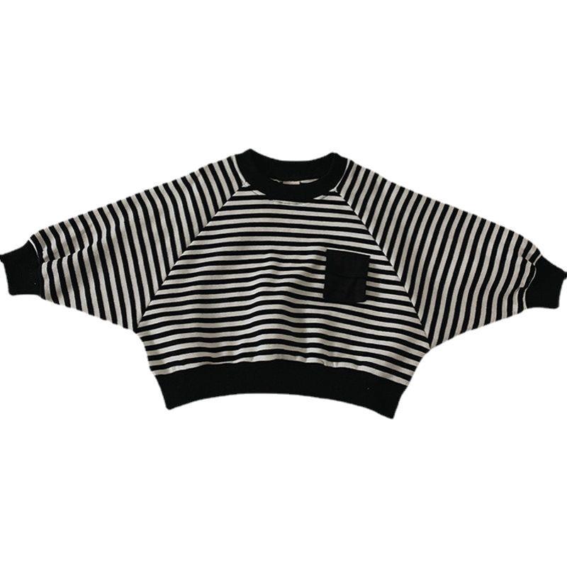 Spring Autumn Stripe Long Sleeves Sweatshirt Kids Boys Loose Bat Sleeves Girls' Baby Boy Clothes
