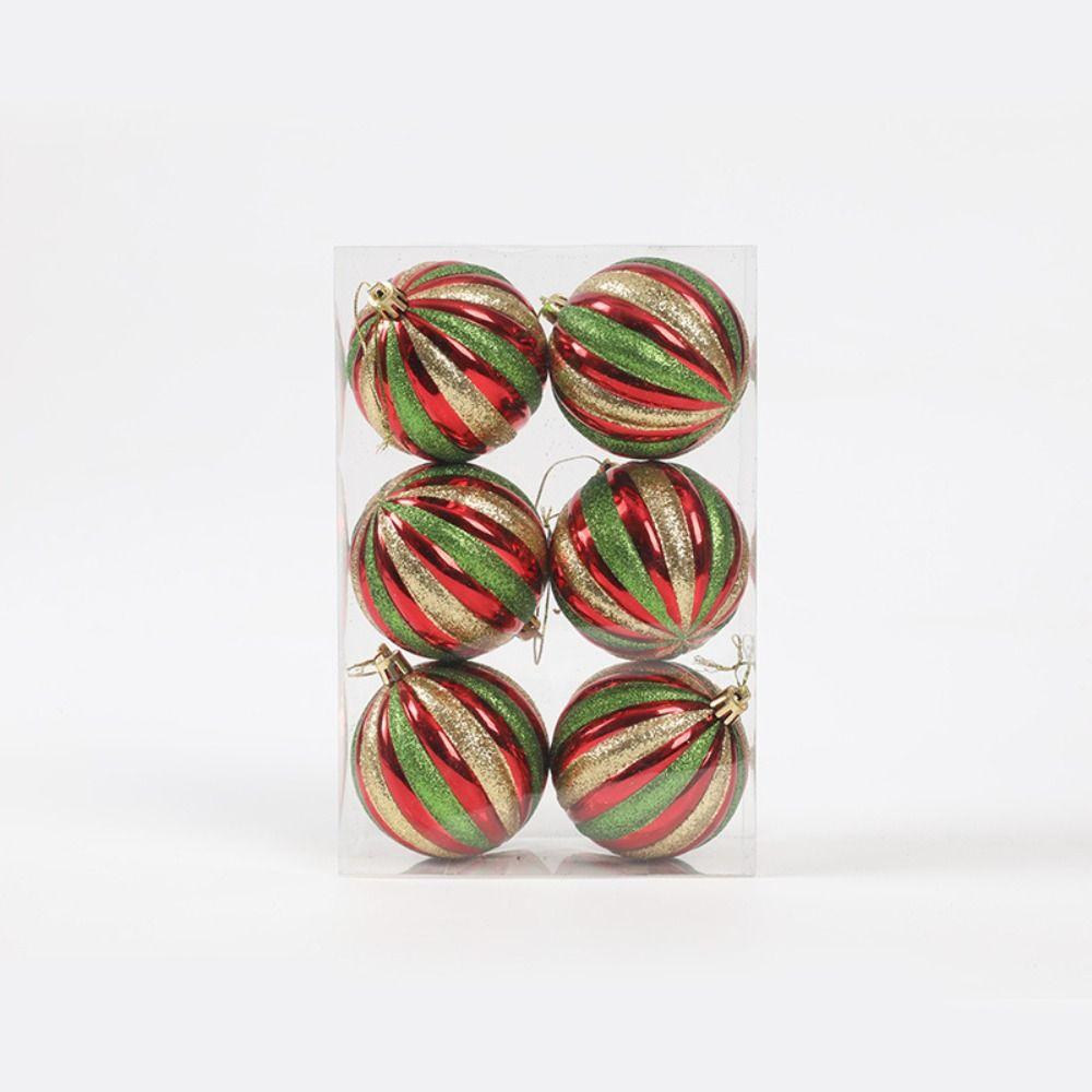 6PCS Durable PVC Christmas Ball Set Multicolor Suspensable Xmas Ornament Ball 6cm 8cm Xmas Baubles Party