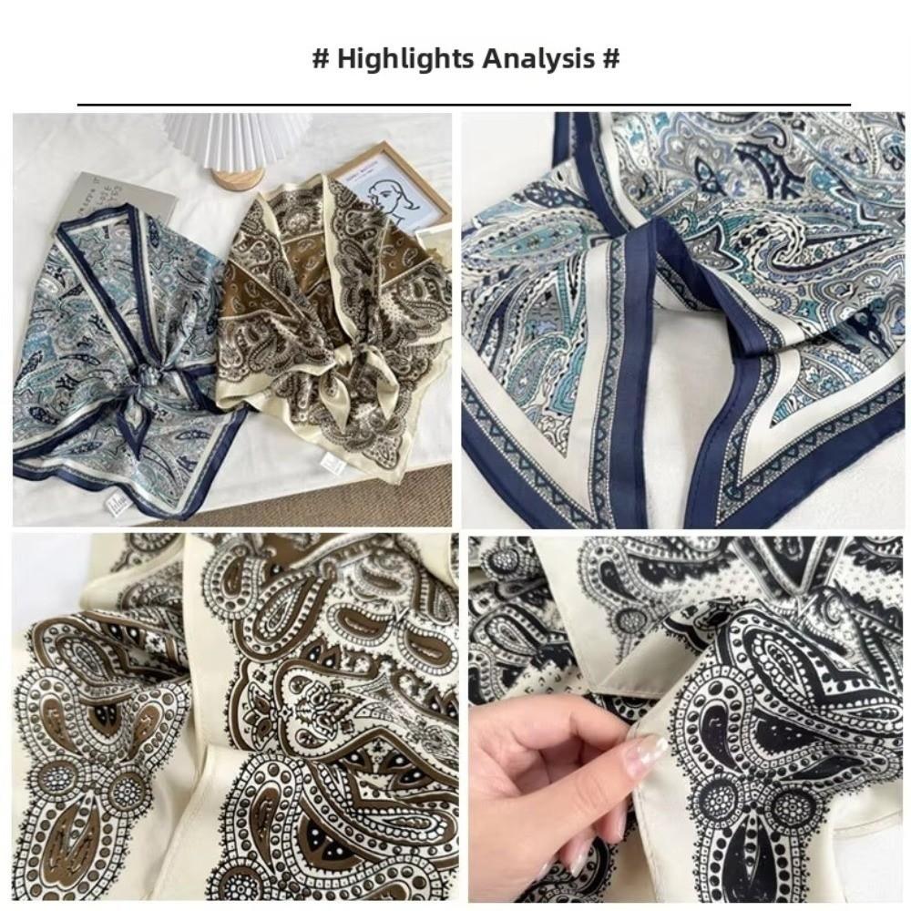 Multi-Functional Triangle Scarf Silk Satin Decorative Headscarf Casual Waist Belt  Women Girls