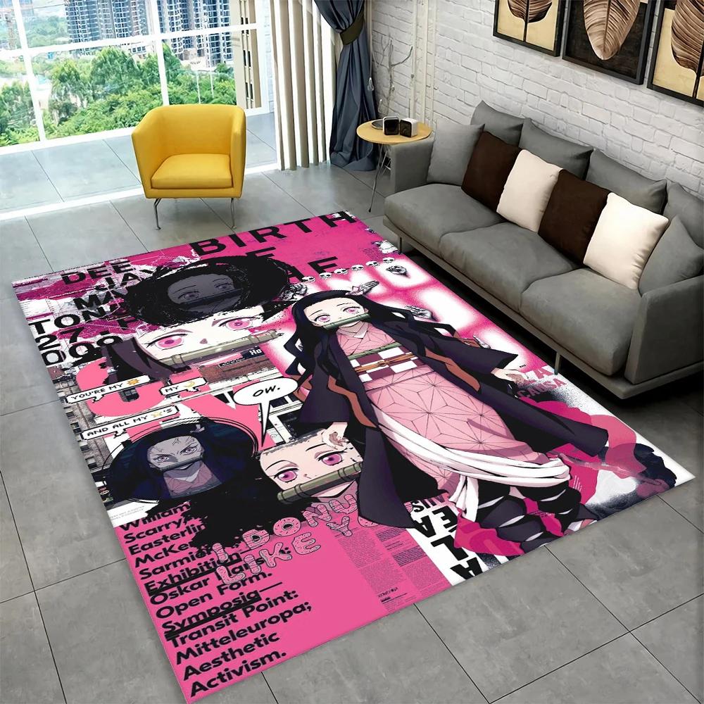 Anime Kamado Nezuko Demon Slayer Area Rug,Carpet Rug for Living Room Children Bedroom Sofa Doormat Decor,Kid Non-slip Floor Mat