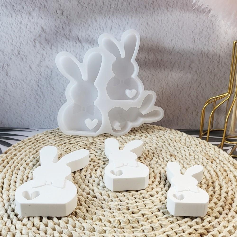 Flexible Easter Rabbit Silicone Mold Non-Stick DIY Candle Mold 3D Bunny Mold  Easter Party