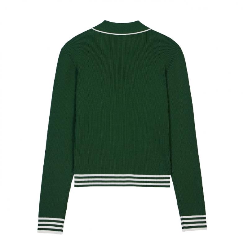 GOXO Knit Cardigan Classic Logo Green