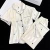 Summer High-End Striped Love Printing Niche Style Short-Sleeved Loungewear Can Be Worn Outside