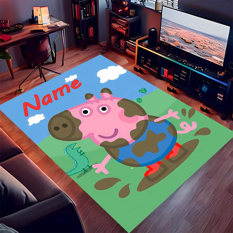 Custom personalization Peppa Pig Print Area Rug - Soft, Washable Non-Slip Indoor Mat,Living Room,Home&Office Decorative Rug