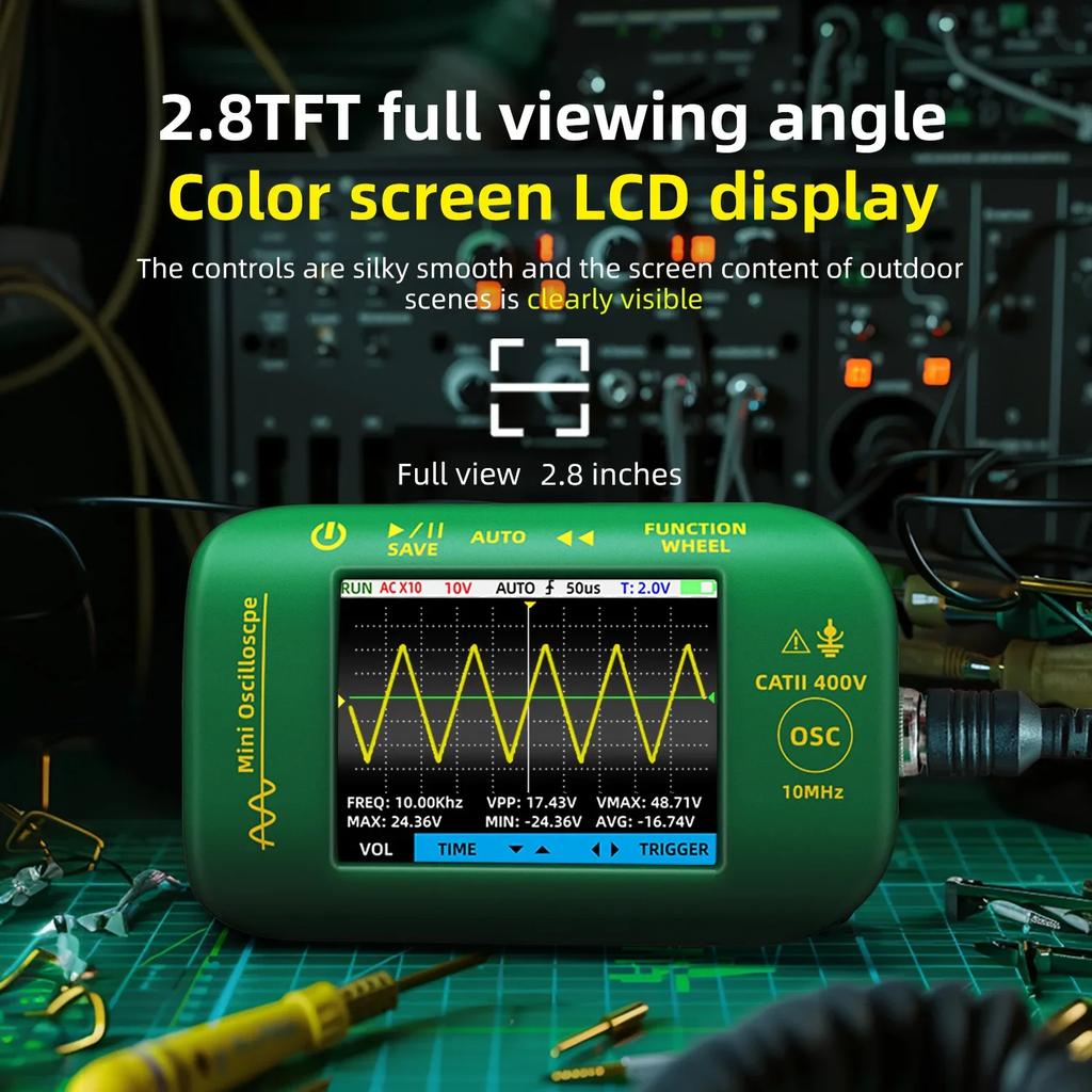 BSIDE OT2 Mini Digital Oscilloscope New Model 10MHZ Sampling 48MS/s Speed Large Screen PC Waveform Data Storage  Auto Tester