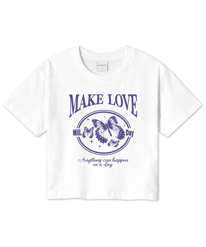 MILLION DAY Million Make-Love Crop Short Sleeve Tee