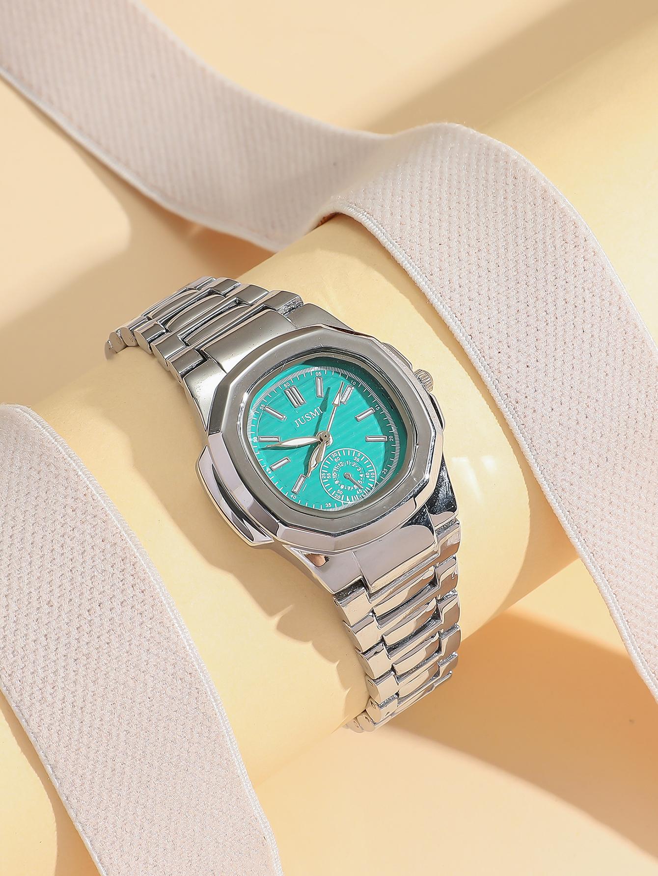 

Ladies fashionable and exquisite bar scale dial steel strip quartz watch is suitable for birthday gifts, daily wear, anniversar небесно-голубой