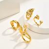 Chunky Open Adjustable Rings for Women, Heart Wing Statement Ring, Stainless Steel 18K Gold Plated, Tarnish Free Jewelry