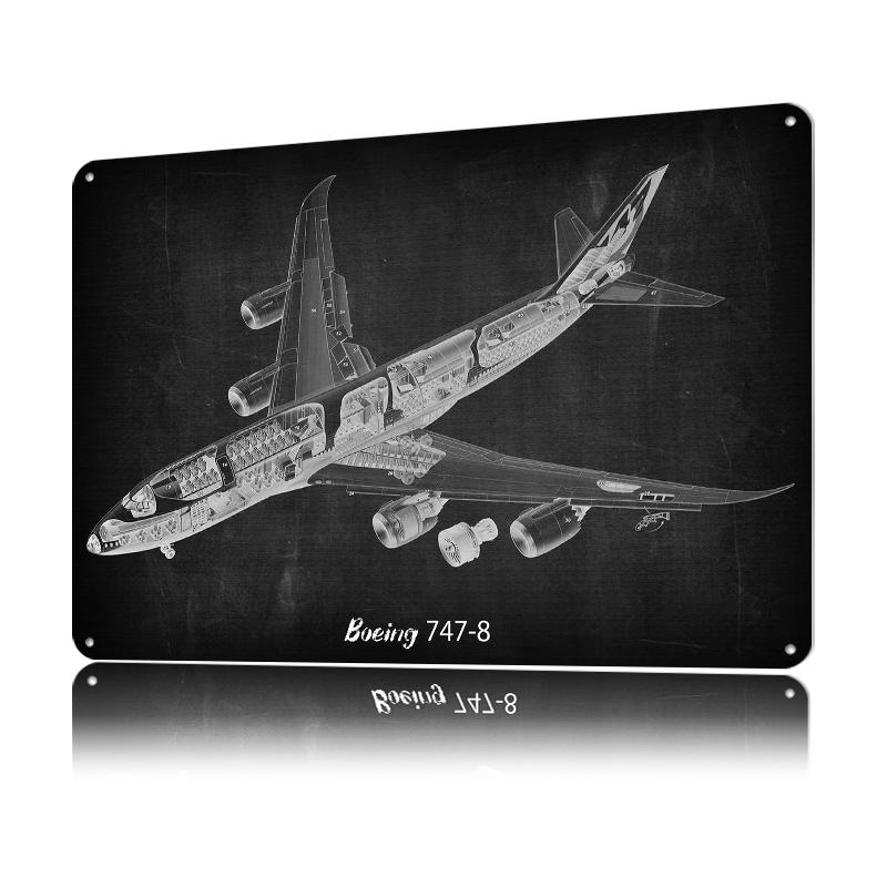 Boeing Metal Poster Customized Wall Art Retro Vintage Metal Signs for Man Cave Desk Decor Room Home Decoration Ornaments