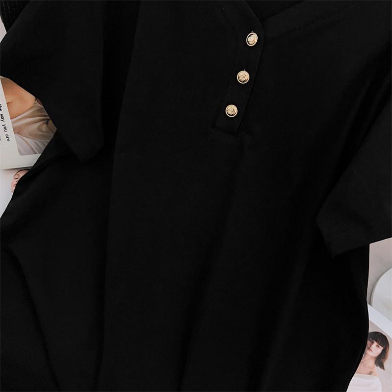 Plus Size V-Neck Mid-Length Short-Sleeve T-Shirt for Women