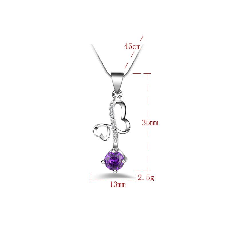 Korean Style Exquisite Heart and Star Zircon Pendant Necklace for Women