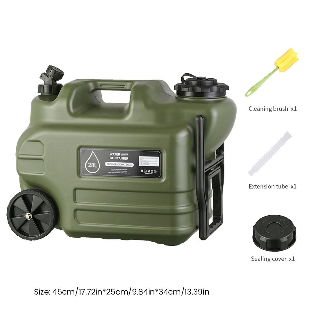 

28 л Канистра для воды с краном Многофункциональные контейнеры для хранения воды Портативный автомобильный ящик для хранения воды для активного отдыха, походов армия зеленый