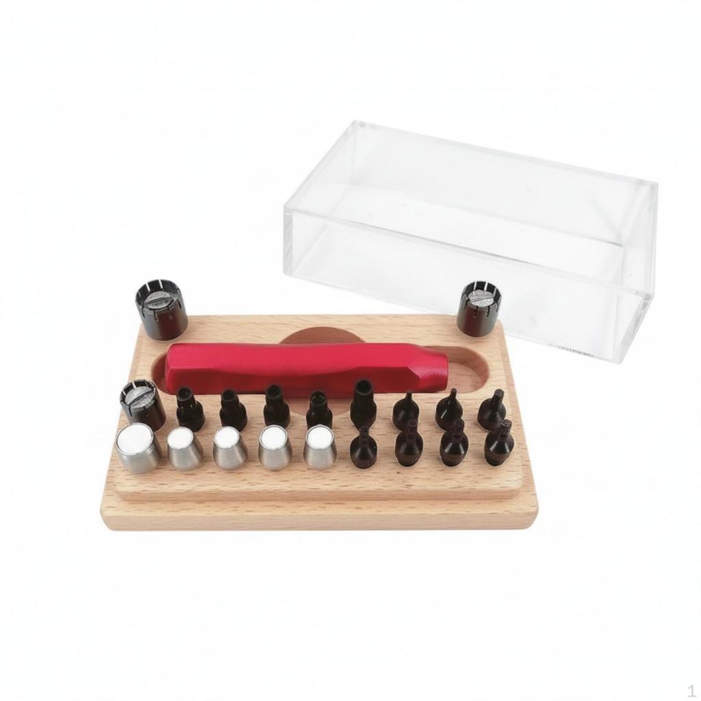 Watch Repair Tool Kit with Wooden Base Organized Replacement Stable for Watchmakers,