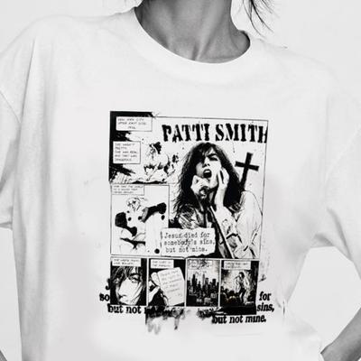 Patti Smith Inspired Graphic T-Shirt | Vintage Punk Poetry Tee | Pure Cotton Unisex T-Shirt | Comic Book Style Music Shirt