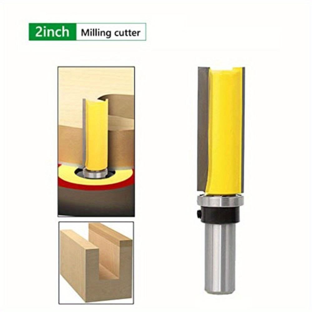 Flush Trim Bit with Bearing, 2 Inch Cutting Length and 1/2 Inch Shank, Carbide Pattern Router Bit, Woodcutting Woodworking Tools