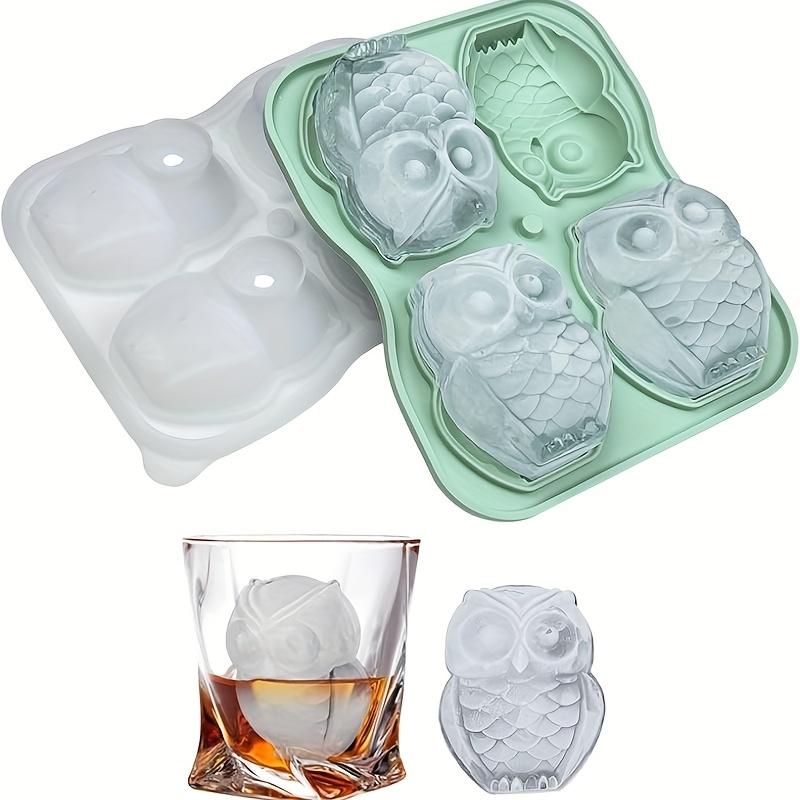 

Силиконовая форма для льда в виде совы с 4 ячейками, милые формы для льда в виде совы для виски, коктейлей, напитков, зеленая, забавный праздничный дизайн для вечеринок, торжеств, декор в виде совы зелёный