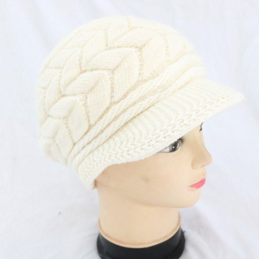 Ear Protection Striper Knitted Cap Thicken Warm Thicken Knit Hat Women Beret Cap  Women Girls