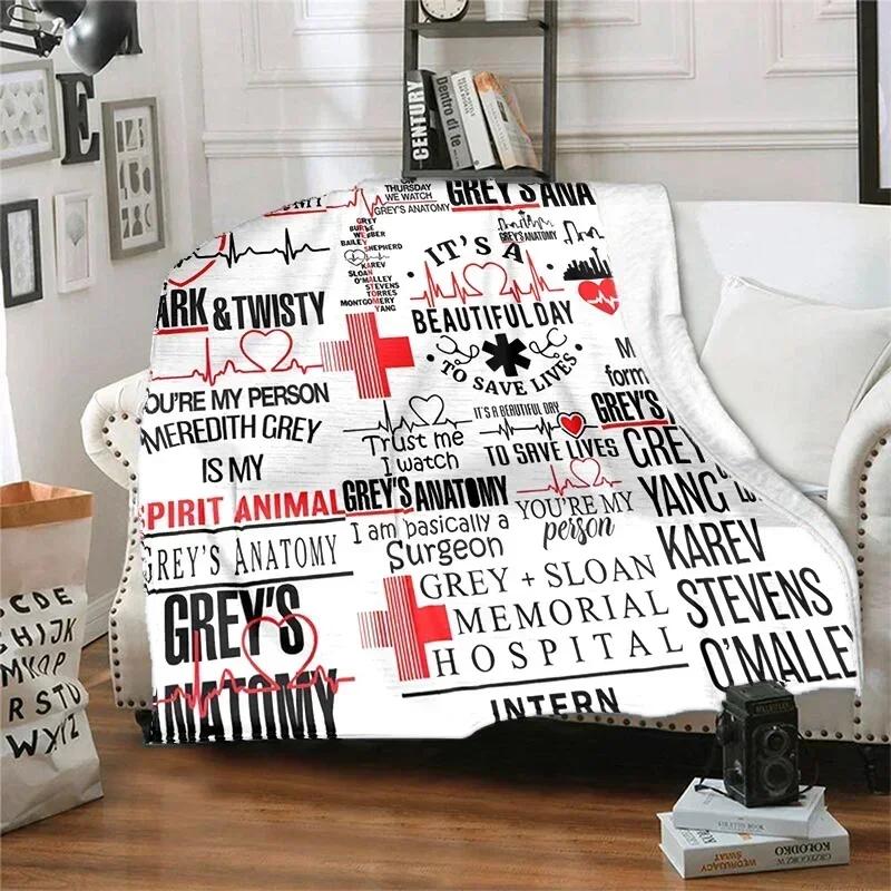 TV Figures G-Grey's Anatomy Throw Blanket Soft Flannel Thin Blankets for Bed Sofa Cover Bedspread Picnic Cooling Gift Home Deco