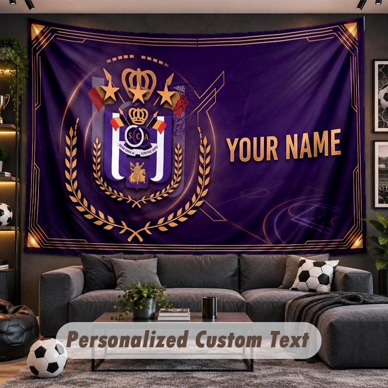 Anderlecht FC Logo Personalized Tapestry Support Custom Name, Wall Art Home Decoration