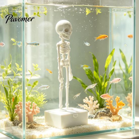 Paesaggio Horror Sottomarino Decorazione Scheletro Danzante Aeratore Acquario con Articolazioni Mobili per Decorazioni Acquario di Halloween, Accessori Spettrali