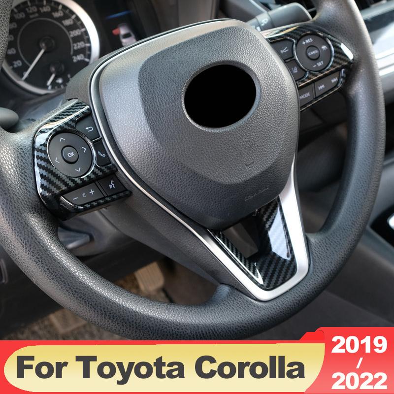 ABS Carbon Fiber Car Steering Wheel Button Panel Trims Cover For Toyota Corolla E210    2022 Accessories