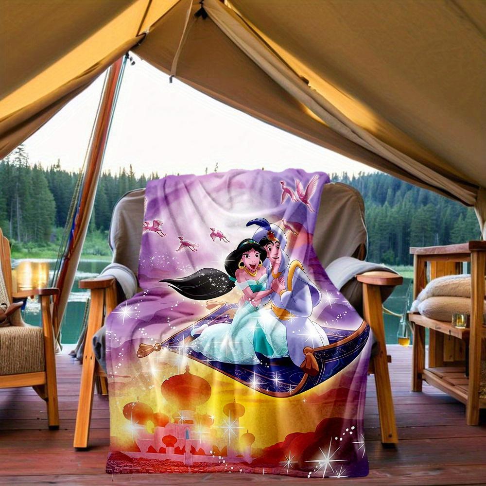 1pc, Disney Aladdin and Princess Jasmine Blanket Home Decorative Throw Blanket for All Seasons, Living Room, Travel, Camping, Car Blankets