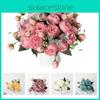 Artificial Flowers Fake Roses Bunche Bouquet Elegant Realistic Wedding Photography Prop Home Decor