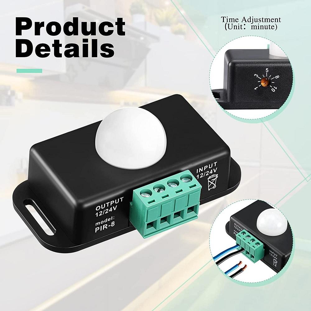 DC 12V-24V 8M Automatic Infrared PIR Motion Sensor Detector Switch For LED Light