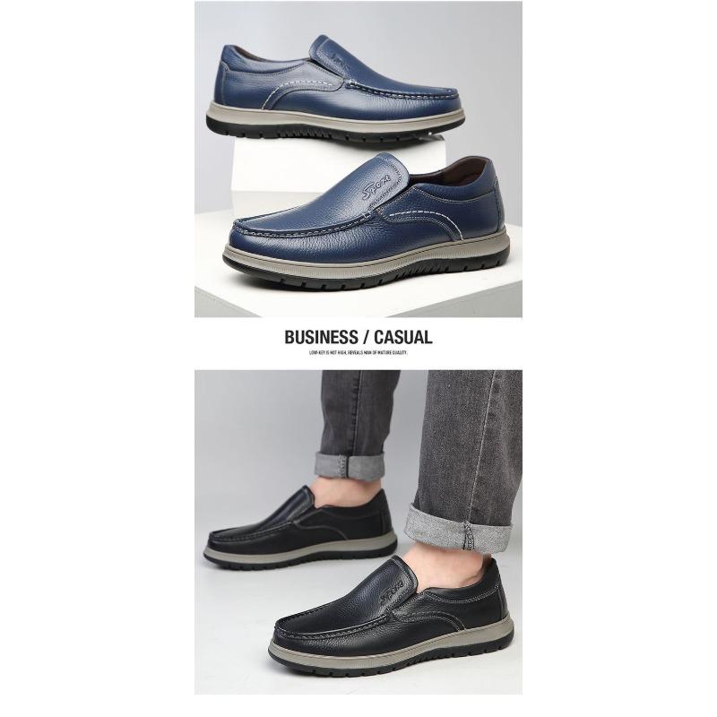 Men's Minimalist Leather Slip On Loafers, Breathable Business Casual Lazy Skate Shoes, Versatile Driving Shoes for Daily Wear